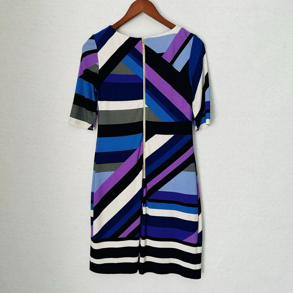 Eliza J Dress Women Size 2 Multicolor Stripe Jersey Career Business Casual Lined - Picture 15 of 15